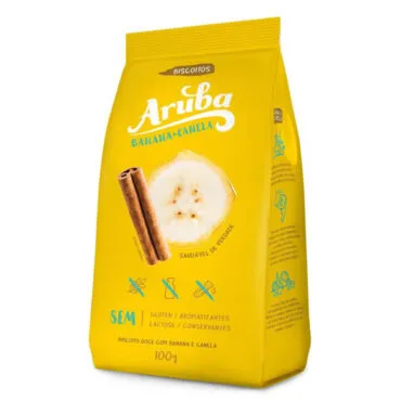 Biscoito Doce Com Banana E Canela Sem Glúten E Sem Lactose 100g Aruba