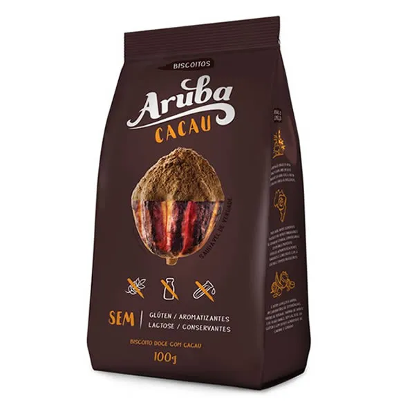 Biscoito Doce Com Cacau Sem Glúten E Sem Lactose 100g Aruba