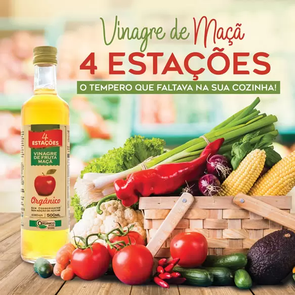 Vinagre De Maçã Orgânico 500ml 4 Estações 2