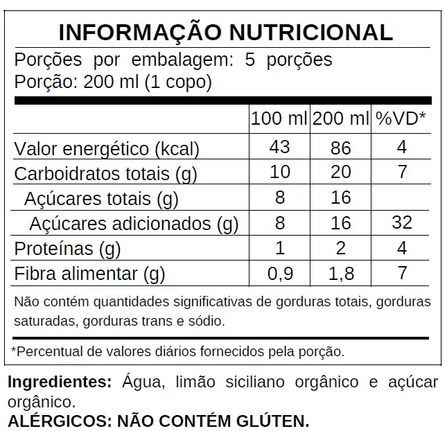 Suco de Limão Siciliano Orgânico 300ml TN - Sáfri