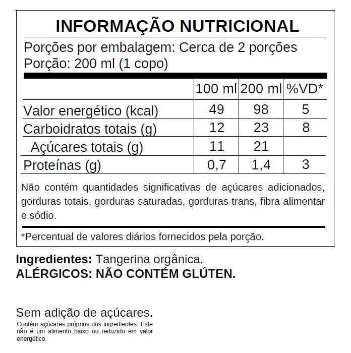 Suco de Tangerina Integral Orgânico 300ml TN - Sáfri