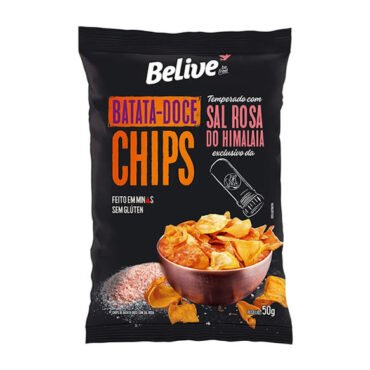 Chips De Batata Doce Sem Glúten Com Sal Rosa Himalaia 50g Belive