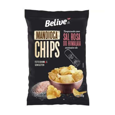 Chips De Mandioca Sem Glúten Com Sal Rosa Himalaia 50g Belive