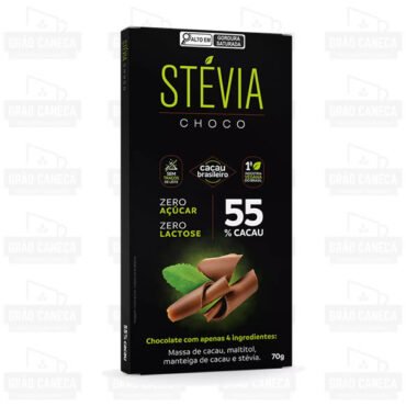 Chocolate Stevia Choco 55% Zero Açúcar E Lactose 70g Tudo Zero Leite